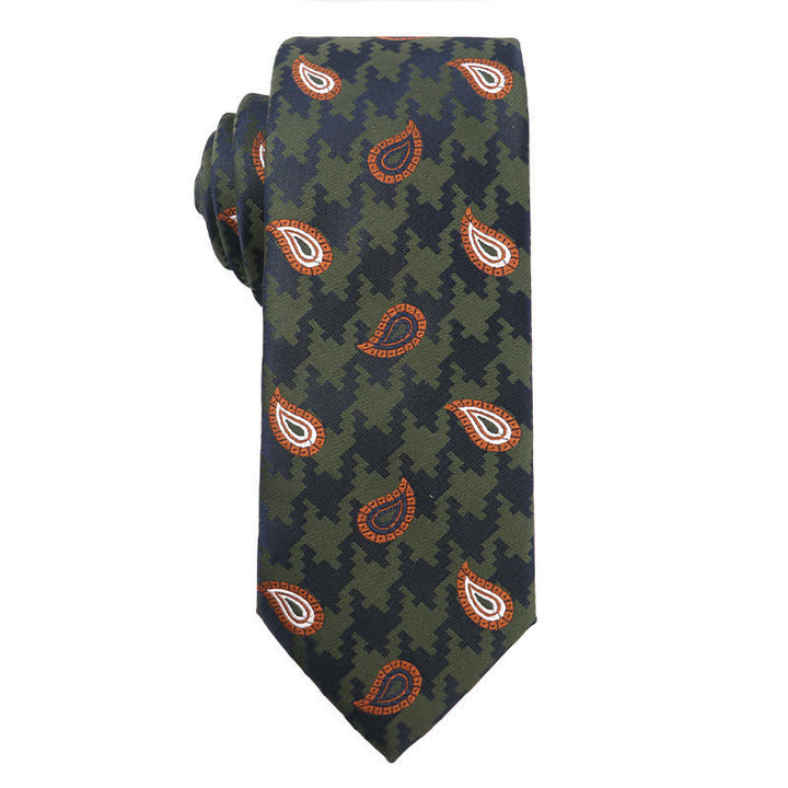 Men's Forest Green Orange Series Necktie - Paisley - image 3