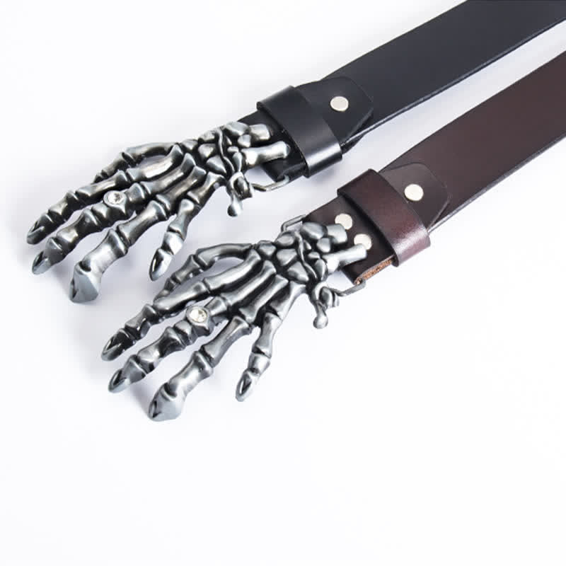 Men's Rock Punk Skeleton Hand Leather Belt - image 4