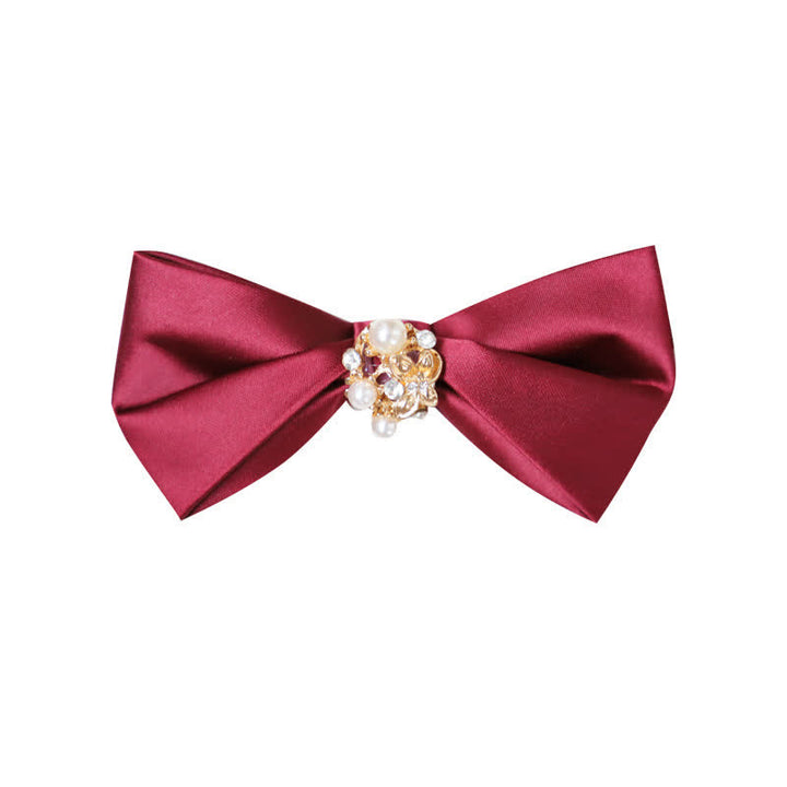 Men's Flowers Pearl Satin Bow Tie