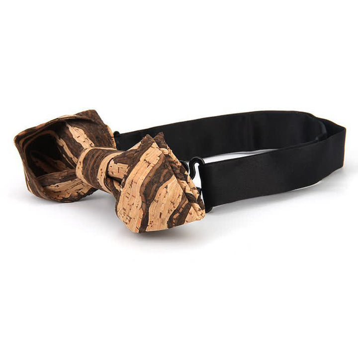 Men's Creative Pointed Cork Wooden Bow Tie