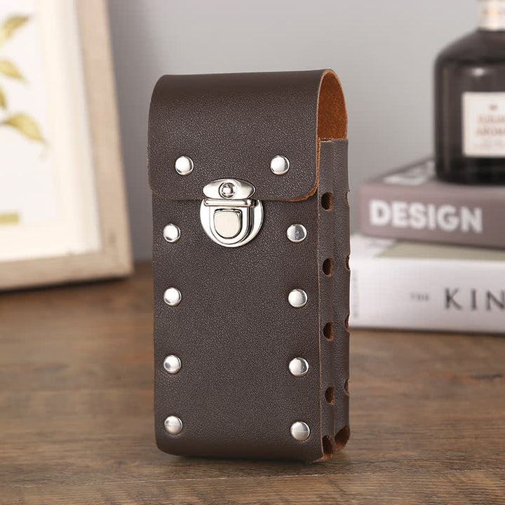 Rivet Decor Button Universal Phone Leather Belt Bag