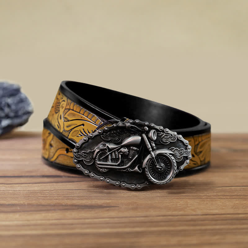 Men's DIY Locomotive Motorcycle Buckle Leather Belt