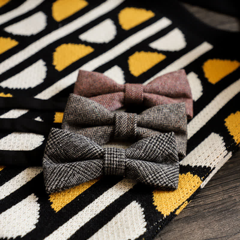 Men's Simple Tweed Wool Blend Bow Tie