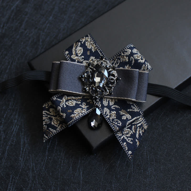 Luxury Blue Rhinestone Waterdrop Bow Tie