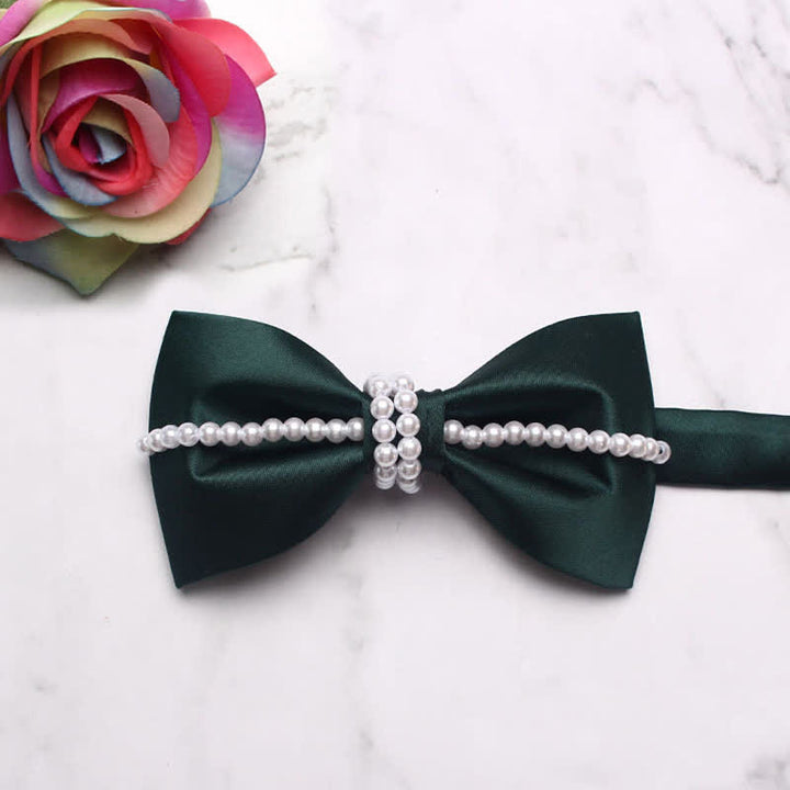 Men's Pearl Decor Chain Bow Tie