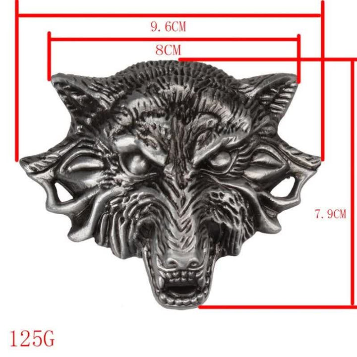 Men's Fierce Wolf Head Engraving Animals Leather Belt