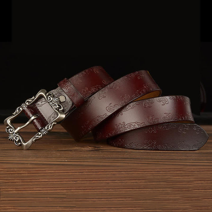 Women's Retro Floral Decorative Leather Belt