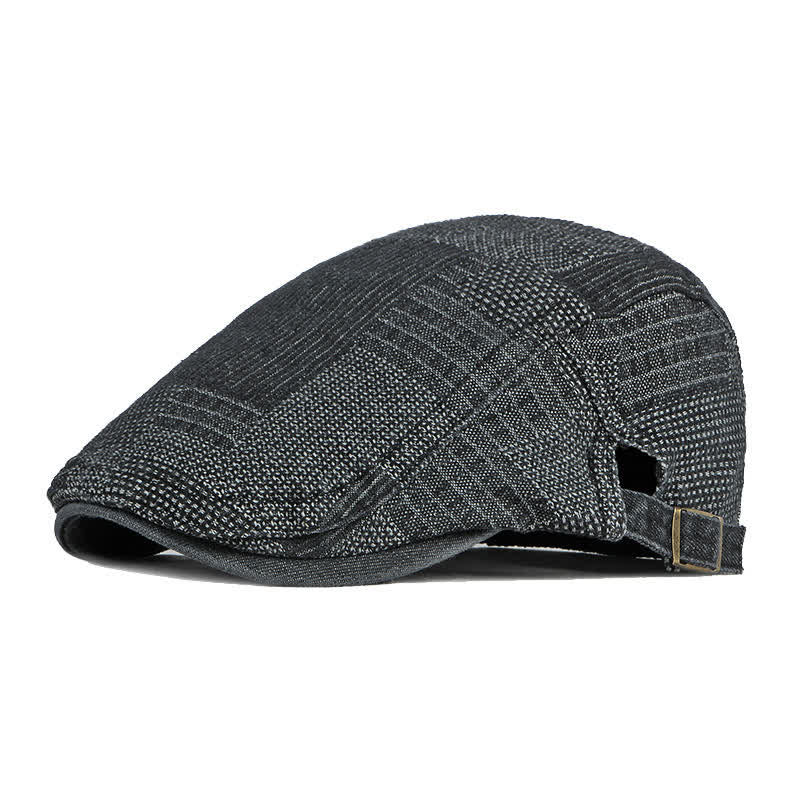 Personality Painter Washed Denim Beret Flat Cap - Black - Adjustable (about 21 5/8"-23 5/8") - image 9