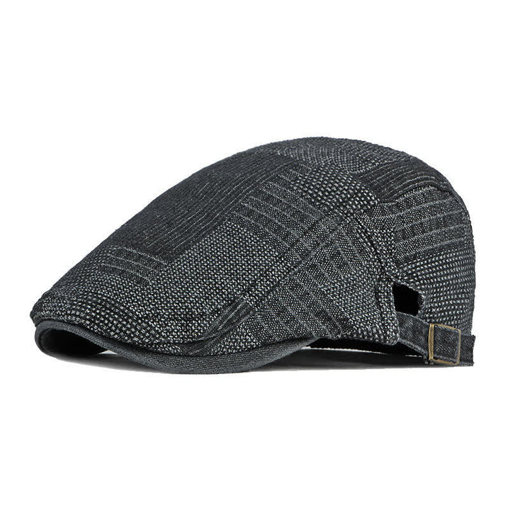 Personality Painter Washed Denim Beret Flat Cap - Black - Adjustable (about 21 5/8"-23 5/8") - image 9