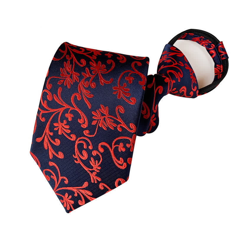 Men's Retro Paisley Zipper Tie Floral Necktie