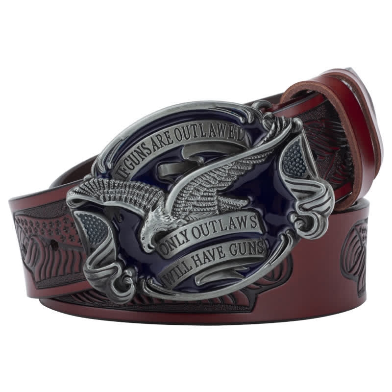 Men's Soaring Eagle American Flag Leather Belt