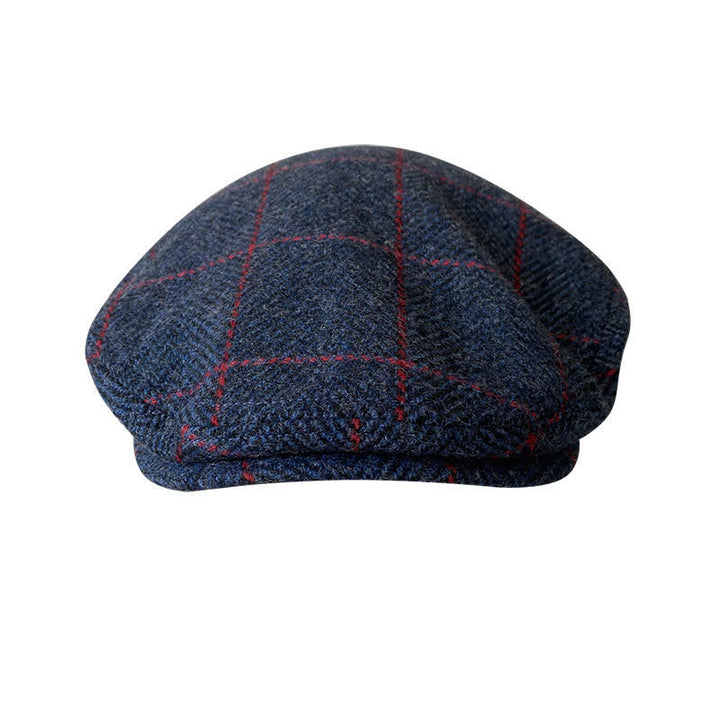 Countryside Dark Blue Red Plaid Beret Cap