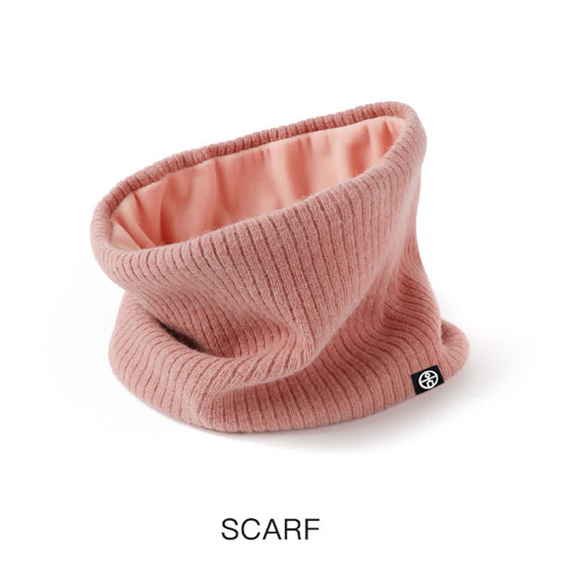 3Pcs Unisex Solid Color Soft Hat Scarf Gloves Set