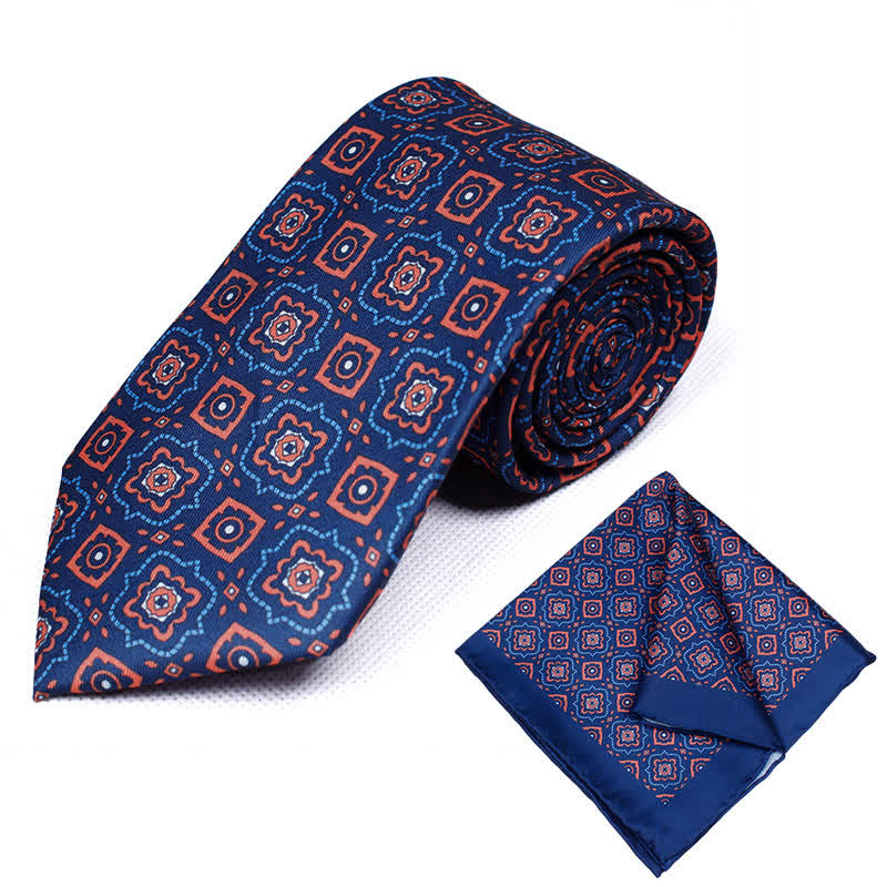 2Pcs Men's Timeless Medallion Prints Necktie Set