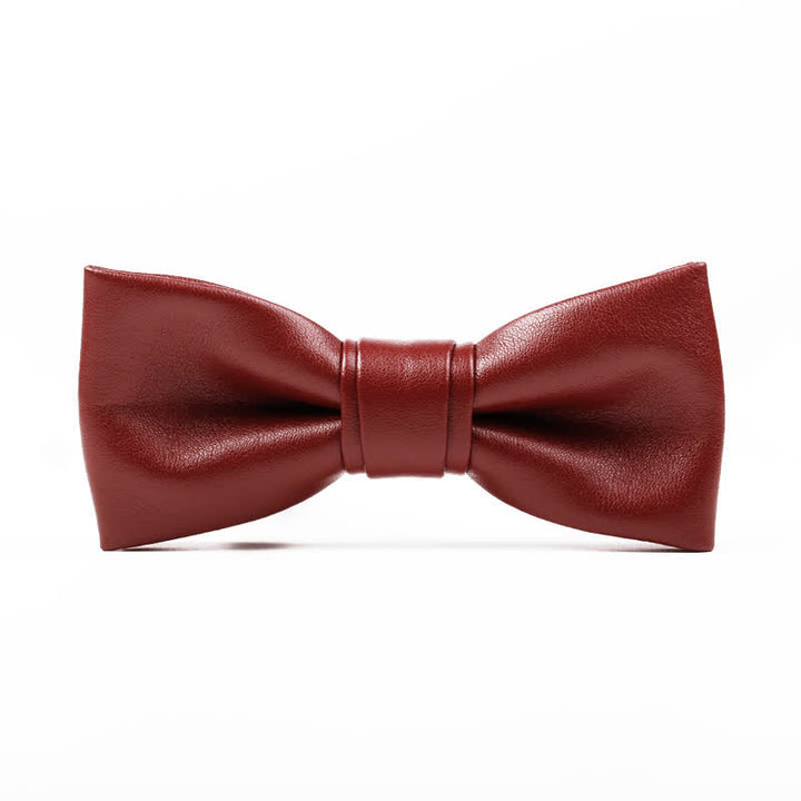 Men's Solid Color Leather Bow Tie