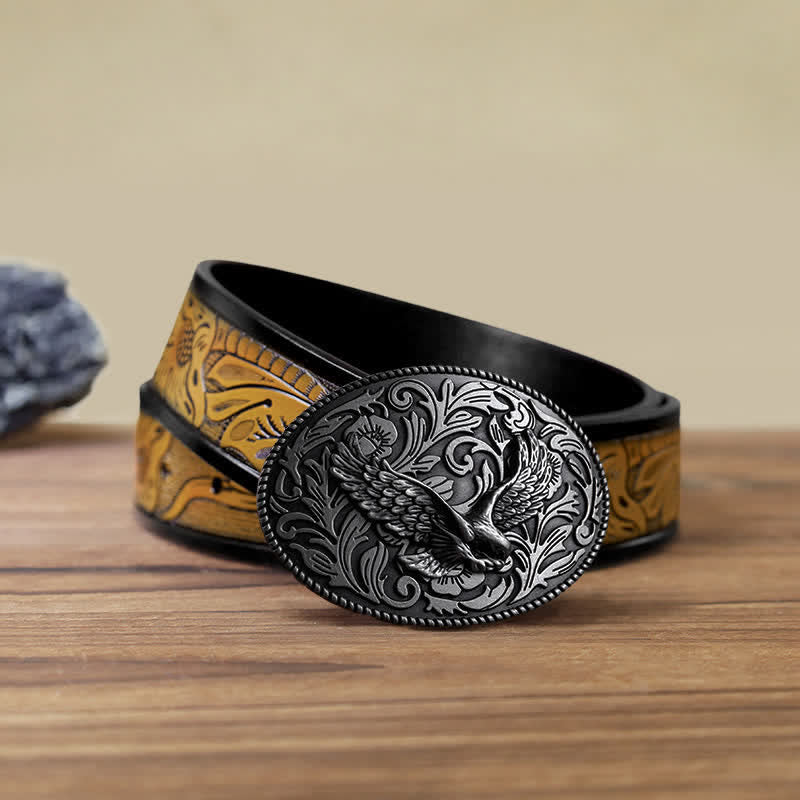 Men's DIY Animal Flying Eagle Buckle Leather Belt