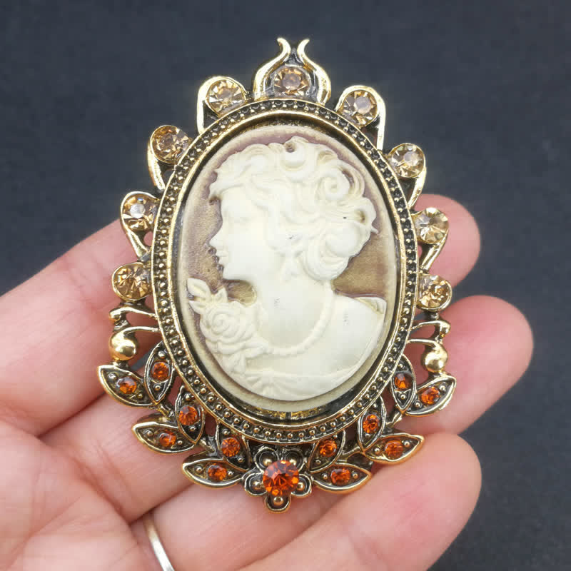 Women's Victorian Cameo Silhouette Leaf Brooch