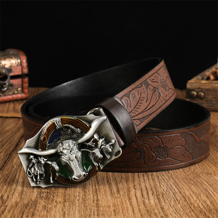 Men's Domineering Bull Head Leather Belt