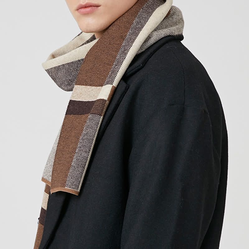 Men's Winter Classical Warm Plaid Stripe Scarf