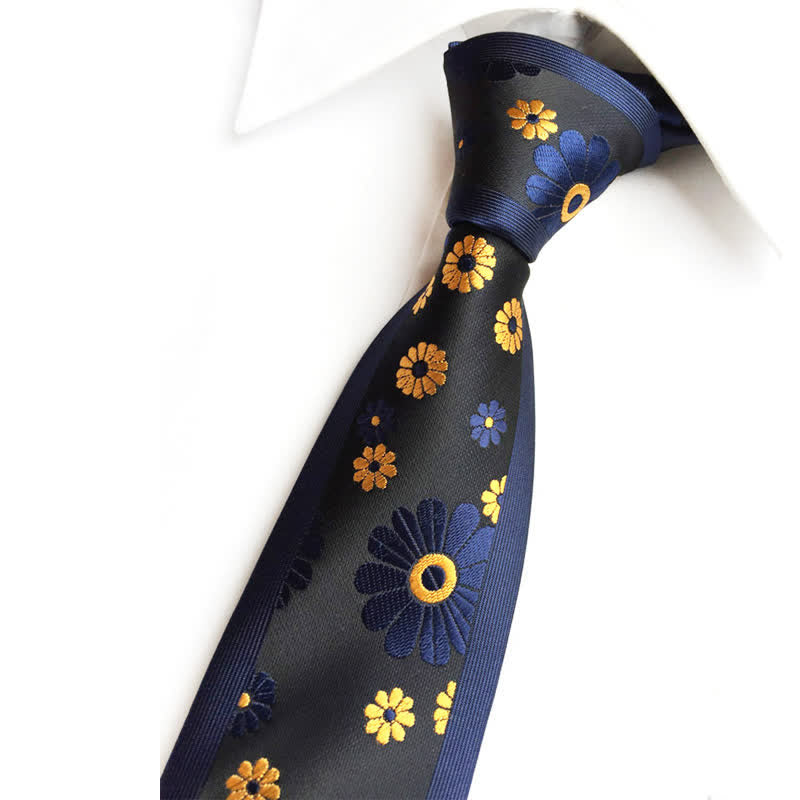 Men's Simple Daisy Floral Narrow Necktie - image 1