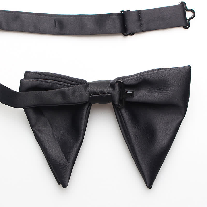 Men's Black White Oversized Pointed Bow Tie