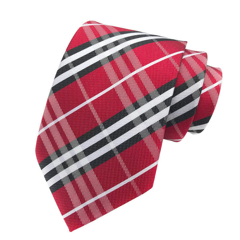 Men's Classic Scottish Plaid Necktie - Red - image 1