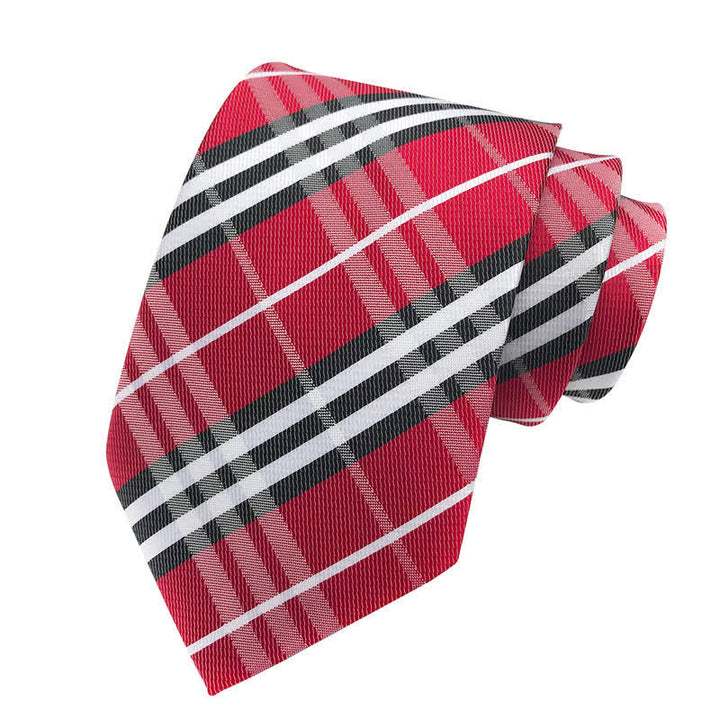 Men's Classic Scottish Plaid Necktie - Red - image 1