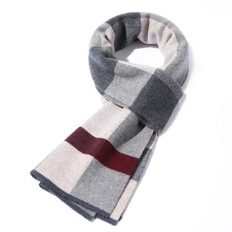 Men's Leisure Business Plaid Pure Wool Scarf