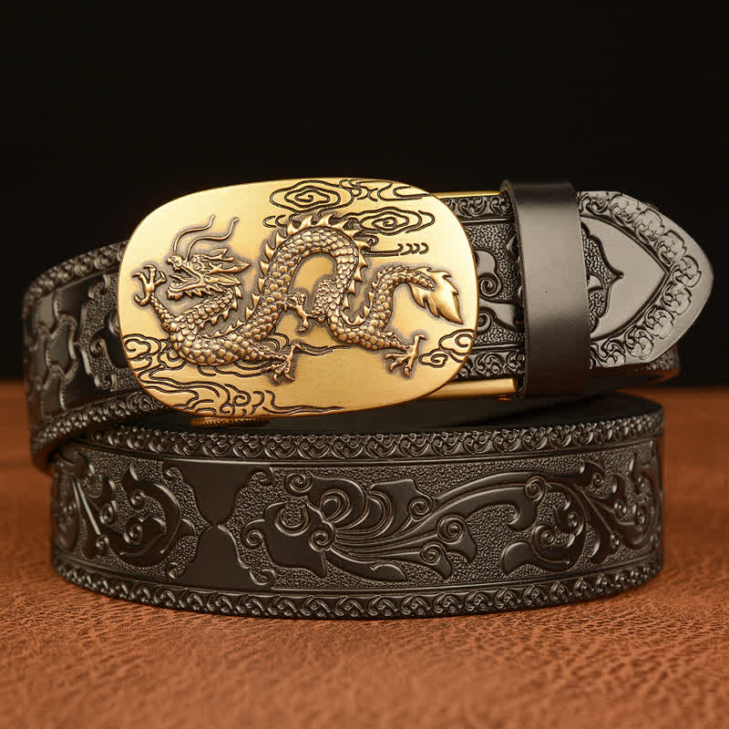 Men's Dragon Soaring In The Sky Leather Belt