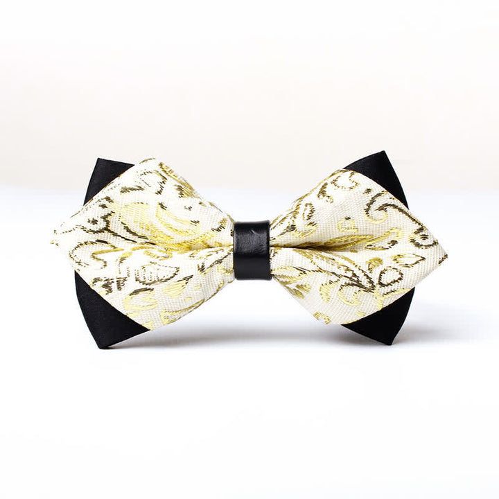 Men's Gold Hue Paisley Pointed Bow Tie