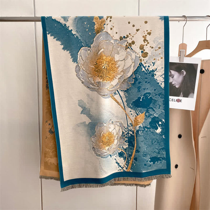 Women's Magnificent Scene Oil Painting Thickened Scarf