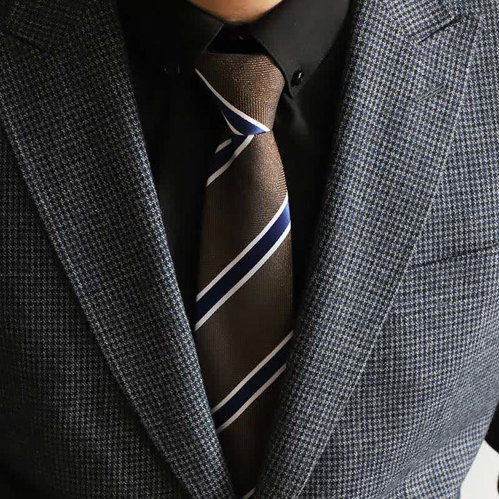 Men's Occupational Zipper Tie Striped Necktie