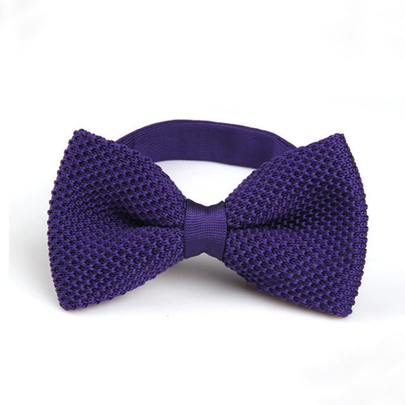 Men's Solid Color Double Layer Knitted Bow Tie