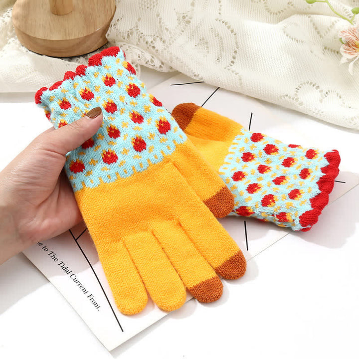 Women's Full Finger Gardening Touch Screen Knit Gloves