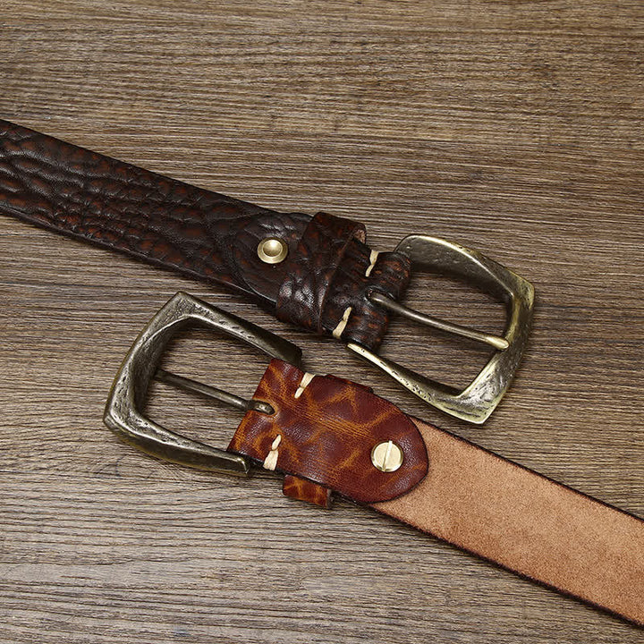 Men's Retro Yak Skin Pattern Leather Belt