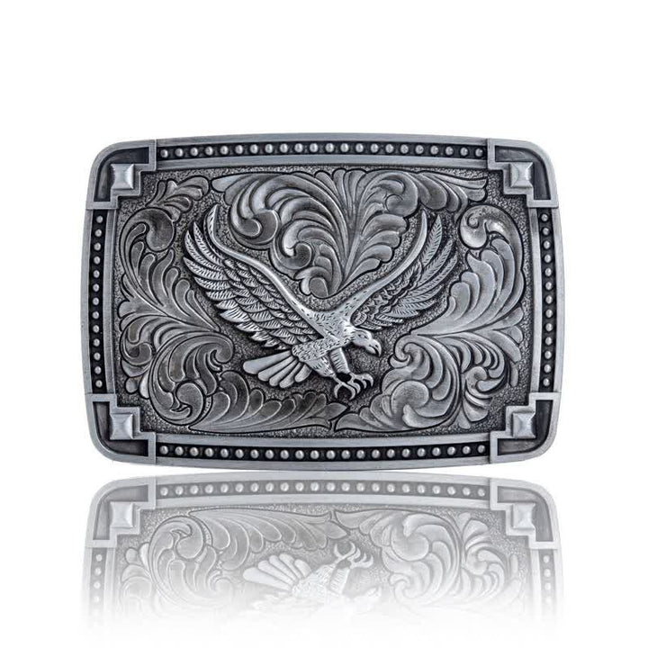 Men's DIY Soaring Eagle In Dreamy Sky Buckle Leather Belt