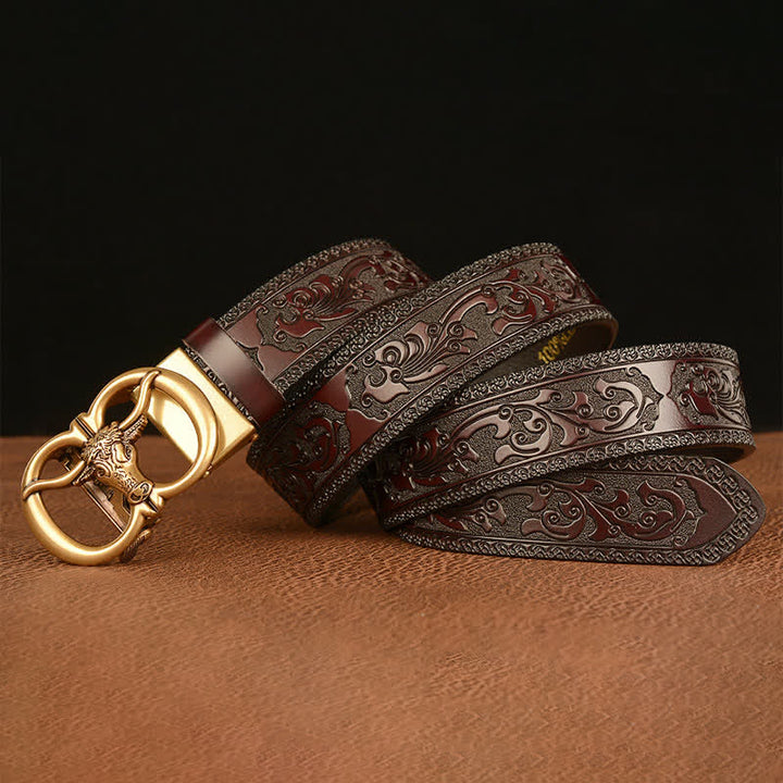 Men's Bull Head Buckle Leather Belt