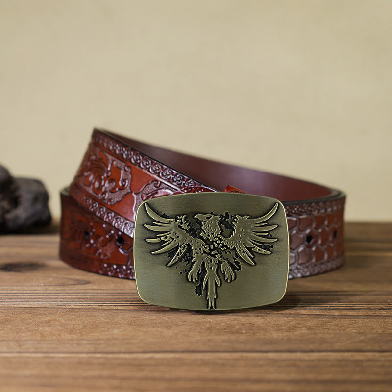 Men's DIY Rising Phoenix Eagle Buckle Leather Belt