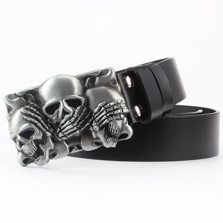 Men's Gothic Horrible Laugh Skeleton Leather Belt