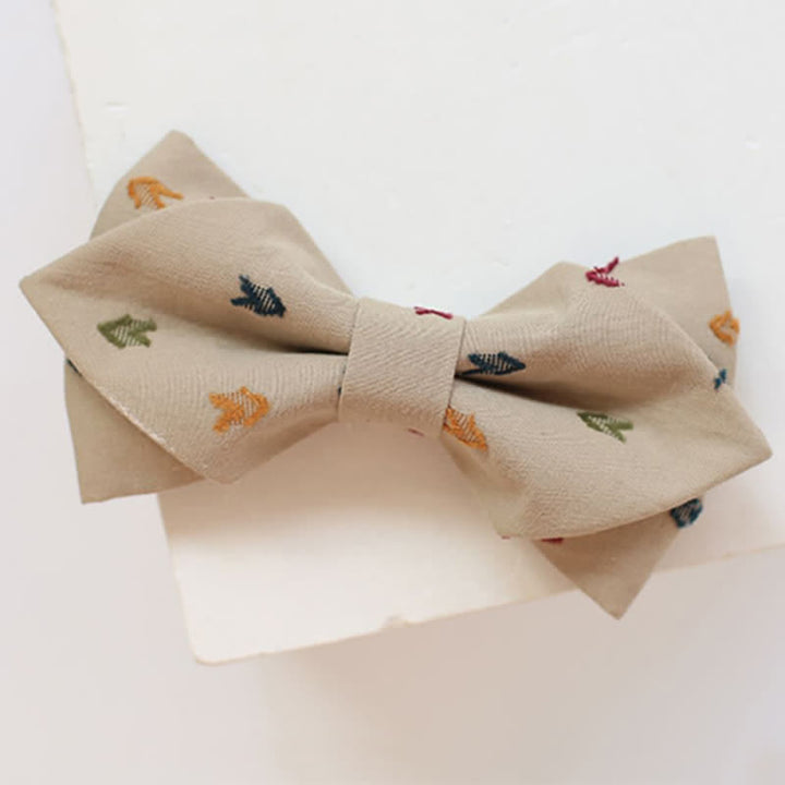 Men's Khaki Embroidery Arrows Bow Tie