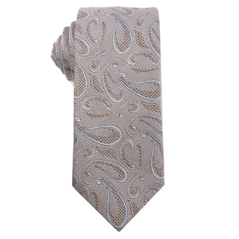 Men's British Khaki Champagne Series Necktie - Paisley - image 7