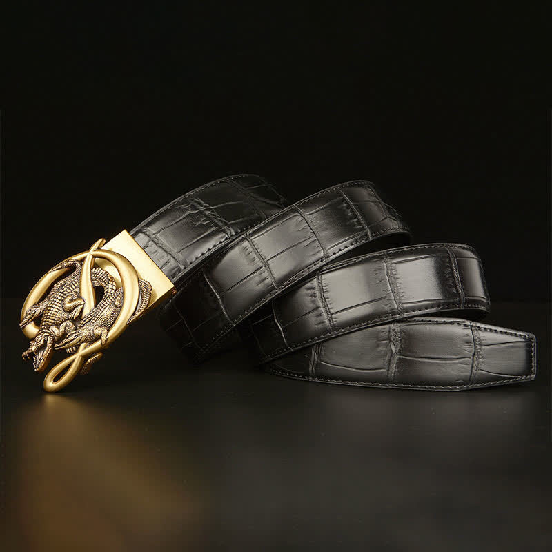 Men's Crocodile Buckle Alligator Pattern Leather Belt