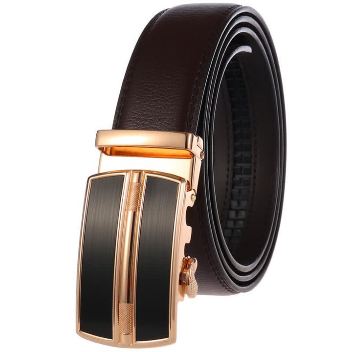 Men's Simple Hollow Automatic Buckle Leather Belt