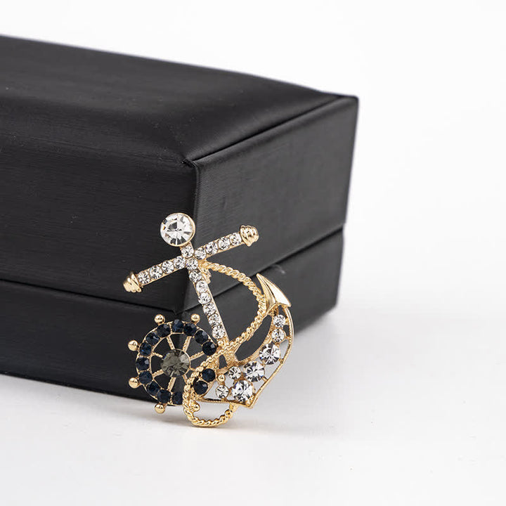 Men's Helmsman Navy Anchor Brooch - Gold - image 5