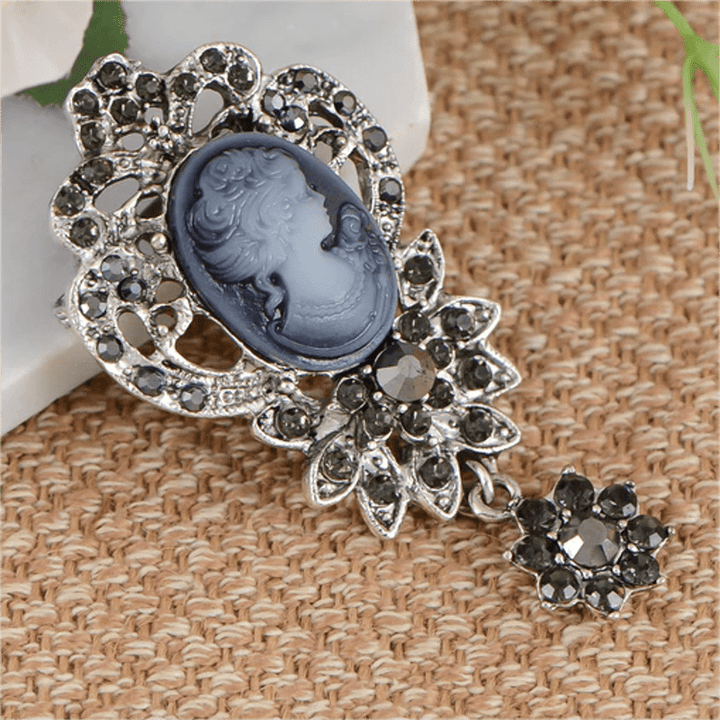 Women's Antique Cameo Lady Flower Brooch