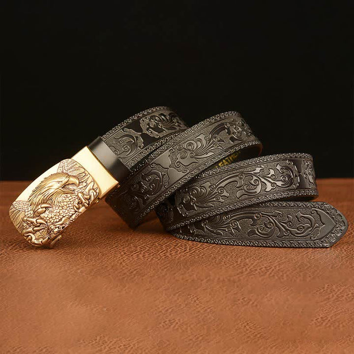 Men's Eagle Buckle Genuine Leather Embossing Belt