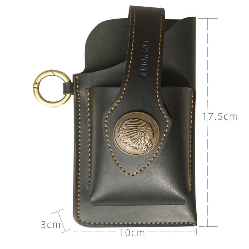 Retro Brass Magnetic Snap Button Cell Phone Belt Bag