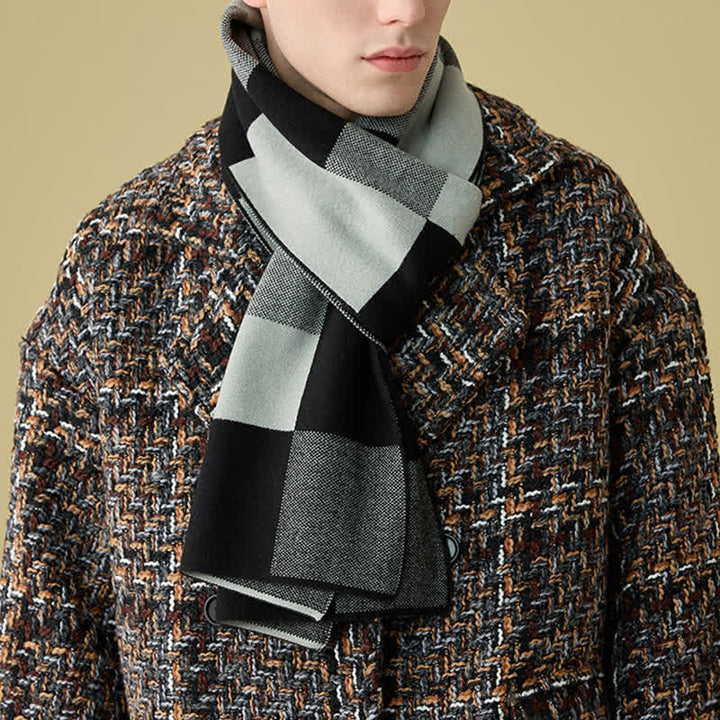 Men's Luxury Woven Check Cashmere Scarf