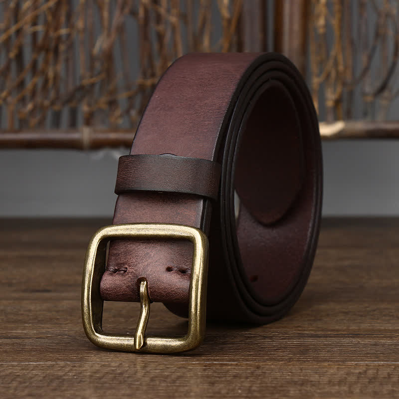 Men's Casual Jacket Soft Cowskin Leather Belt - Brown - 46 - image 10