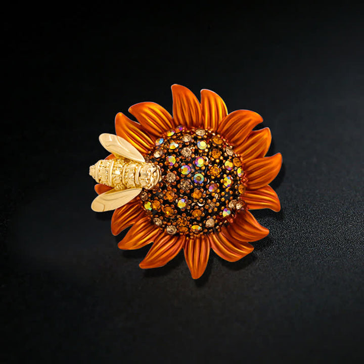 Women's Vivid Sunflower Lovely Bee Brooch